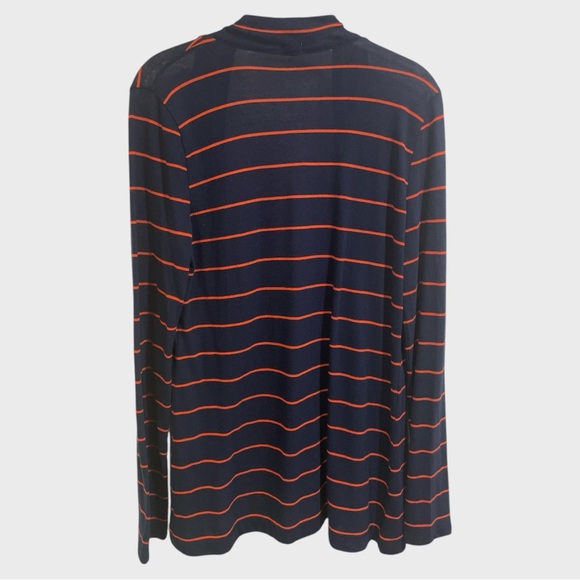 J Crew Navy Orange Stripes Cardigan size Medium - Picture 3 of 7